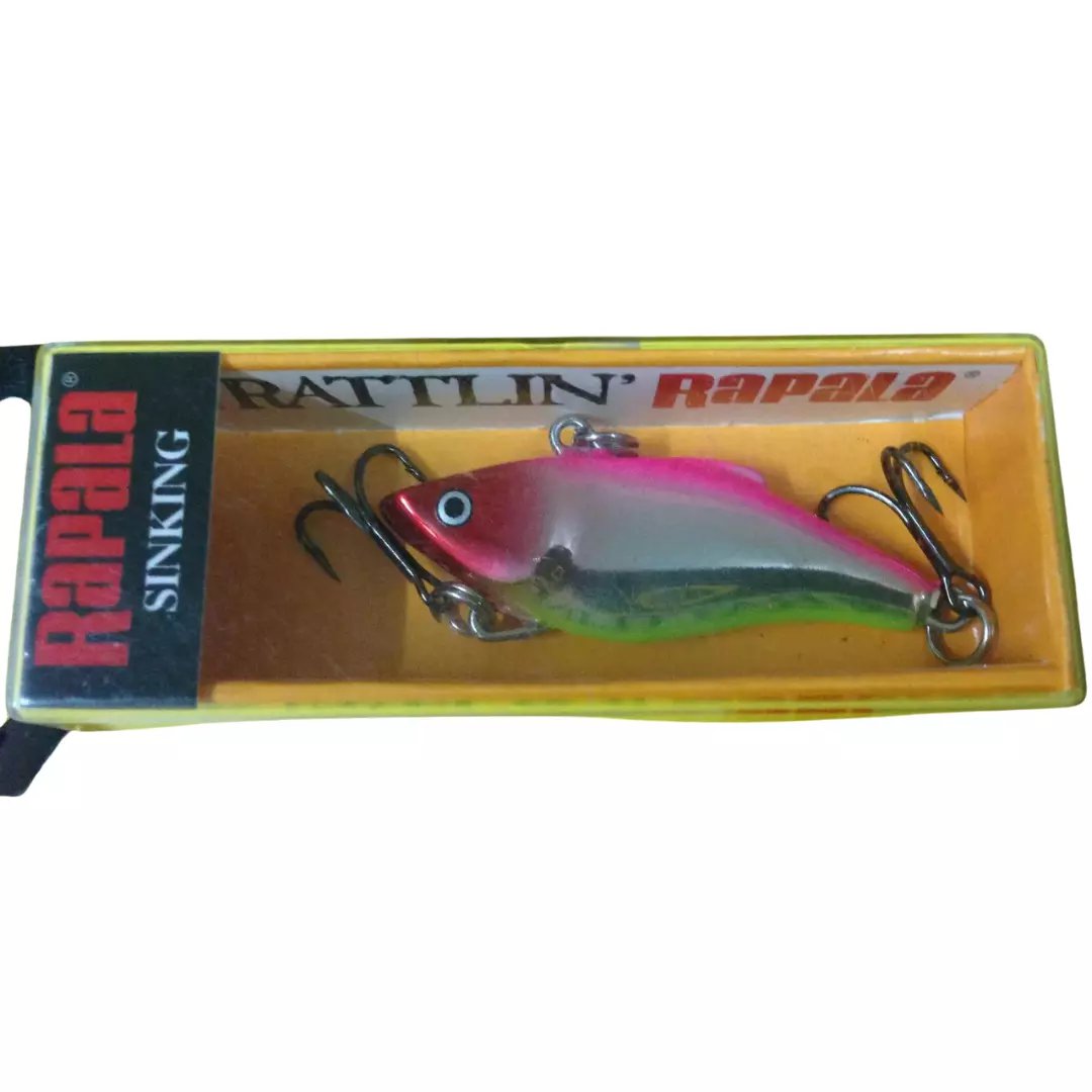 Rapala Rattlin' Rap RNR-4 SHP, Silver Hot Pink Color Sinking Fishing Lure.