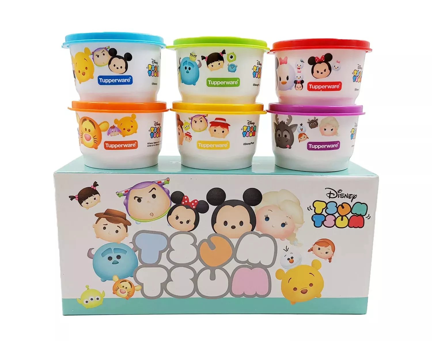 Tupperware Disney Tsum Tsum Snack Cup Round Bowl Container (6) 110ml Gift Set