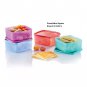 Tupperware Snowflake Freezer Medium Square Round Plastic Container 400ml (4) Set