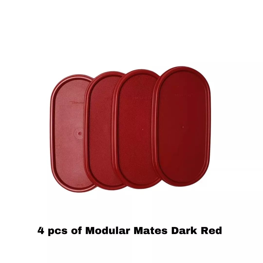 Tupperware Modular Mates Oval Replacement Top Lid Seal #1616 Dark Red Set of 4