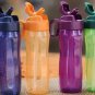 Tupperware Slim Eco Bottle 500ml 16.9oz With Straw & Handle Set Of 2 Bottles (Orange & Green)