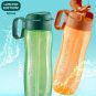 Tupperware Slim Eco Bottle 500ml 16.9oz With Straw & Handle Set Of 2 Bottles (Orange & Green)