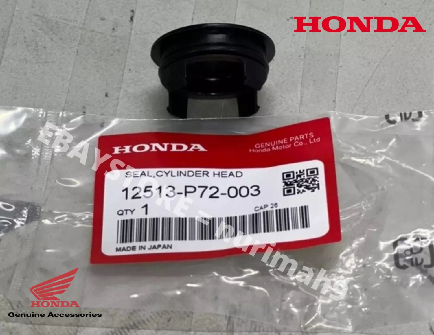 Honda Cam Cap Plug Seal Gasket 12513-P72-003 near Cylinder Head with O Ring