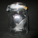 NEW ETCHED GREAT WHITE SHARK GLASS CANISTER STORAGE MASON JAR