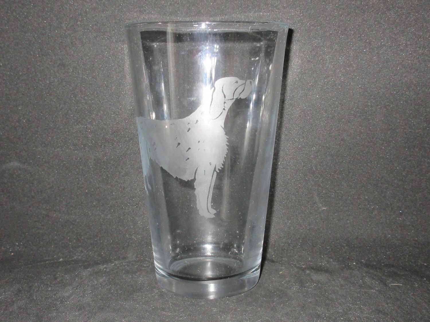 NEW ETCHED ENGLISH SETTER 13 OZ DRINKING GLASS TUMBLER