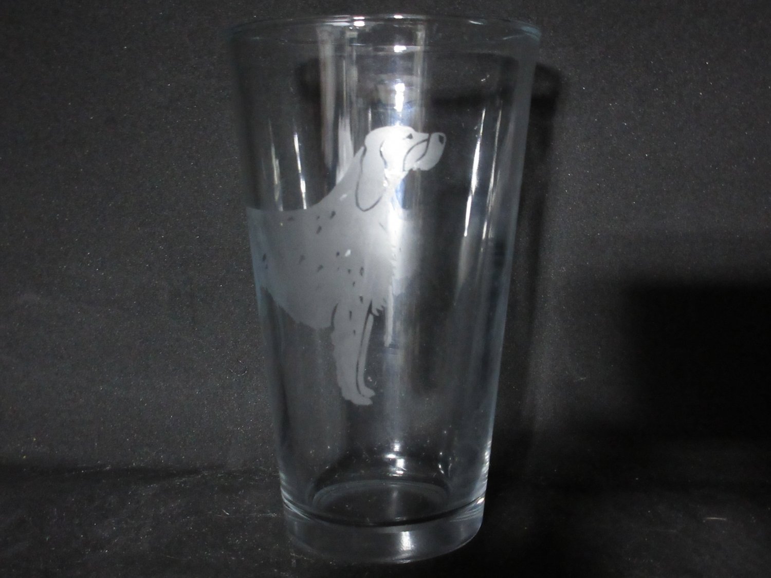 BOGO NEW ETCHED ENGLISH SETTER 13 OZ DRINKING GLASS TUMBLER