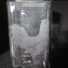 NEW ETCHED ROOSTER GLASS CANISTER STORAGE COOKIE CANDY JAR