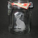 NEW ETCHED SPHYNX CAT GLASS CANISTER STORAGE MASON JAR