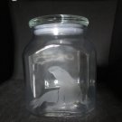 NEW ETCHED SEAL SEA LION GLASS CANISTER STORAGE APOTHECARY JAR