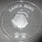 NEW ETCHED TIBETAN TERRIER GLASS CHRISTMAS SANTA PAWS PLATE