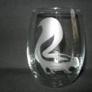 NEW ETCHED SKUNK 12 OZ STEMLESS WINE GLASS TUMBLER
