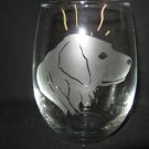NEW ETCHED FLAT-COATED RETRIEVER 12 OZ STEMLESS WINE GLASS TUMBLER