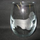NEW ETCHED DANDIE DINMONT TERRIER 12 OZ STEMLESS WINE GLASS TUMBLER