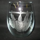 NEW ETCHED SLOTH 12 OZ STEMLESS WINE GLASS TUMBLER