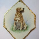 VINTAGE HANDCRAFTED ON SLATE YELLOW LABRADOR RETRIEVER CHRISTMAS TREE ORNAMENT