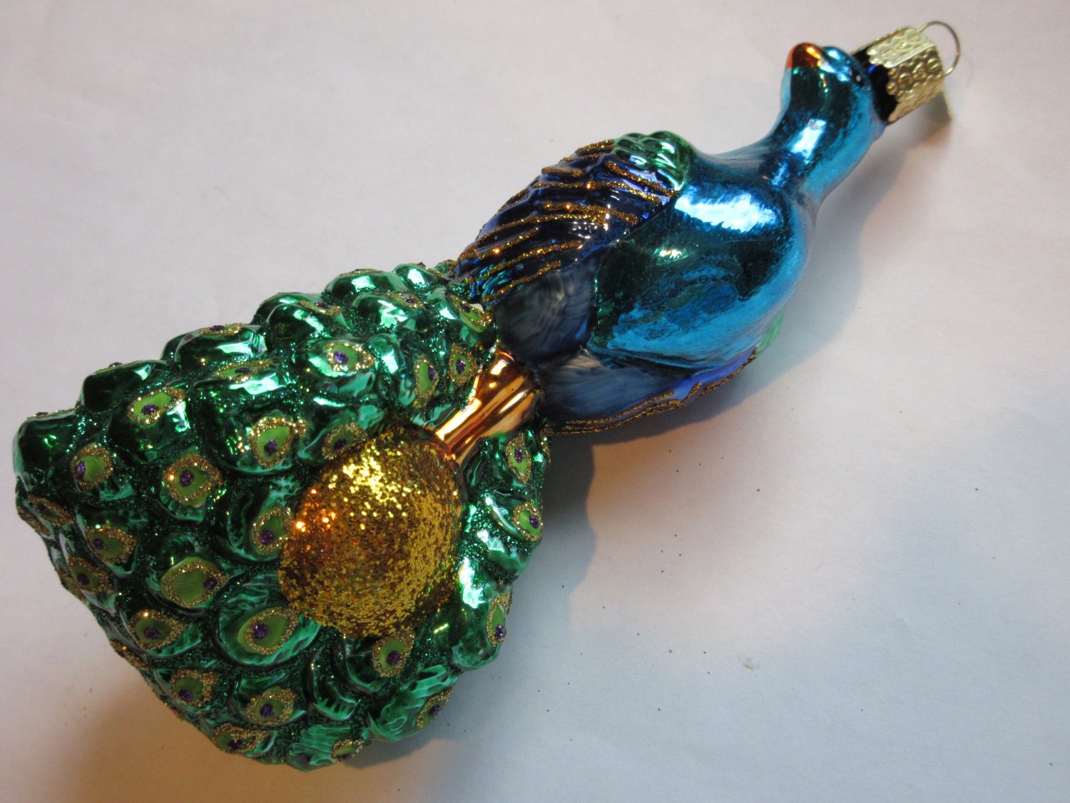 BOGO VINTAGE OLD WORLD GLASS PEACOCK CHRISTMAS TREE ORNAMENT