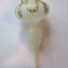 VINTAGE FROSTED GLASS GOLD GLITTER DROP DANGLE SPIRE CHRISTMAS ORNAMENT