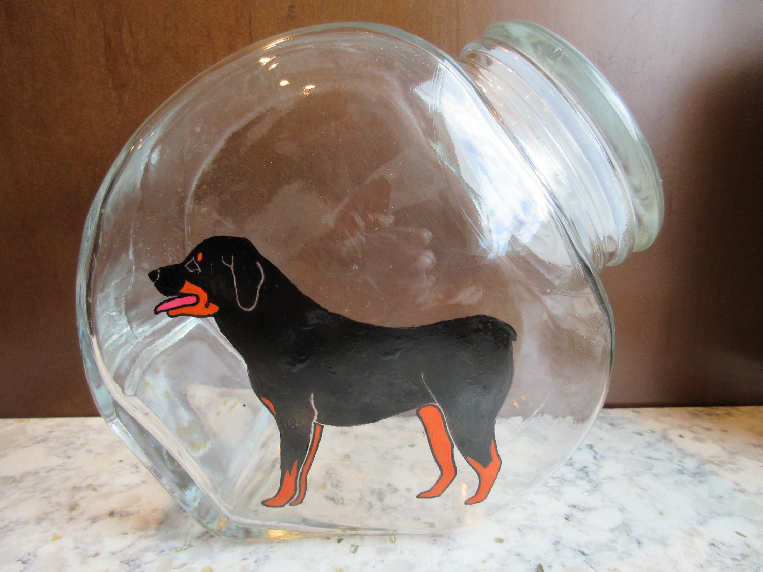 BOGO NEW HAND PAINTED ROTTWEILER COOKIE CANDY TREAT STORAGE JAR CANISTER