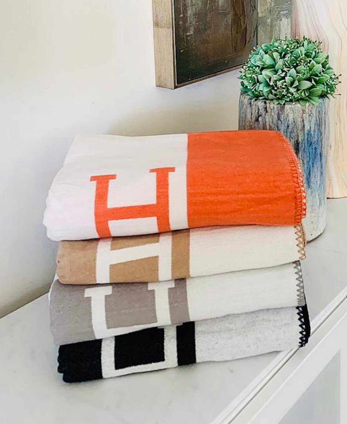 Cashmere Monogram H Home Decor Blankets & Throw Blankets