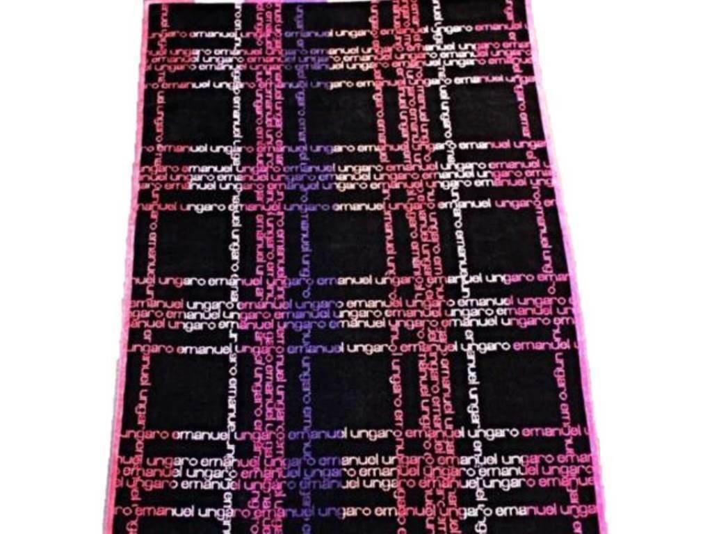EMANUEL UNGARO Paris BATH or BEACH Club Towel BLACK Multi Logo VELVET Soft