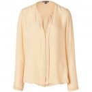 $245 VINCE. Cosmetic Nude DOUBLE Placket SILK Georgette Blouse ( M )