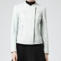 $745 REISS Ice Blue LIOTTA Multi Stitch DETAIL LEATHER Coat Fitted JACKET M