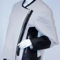 $795 HELMUT LANG Striped JACQUARD Blazer Zip LEATHER Mortar JACKET Lamb Leather