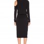 $198 LNA Cut-Out Shoulder SLASHER Side Slit DRESS Black ( M )