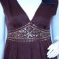 CYNTHIA ROWLEY Dress BEADED Fitted WAIST V-Neck 4 FREE SHIPPING