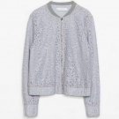ZARA Lace FLORAL Light PASTEL Blue ZIP Lightweight BOMBER Jacket S