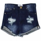 ONE TEASPOON Denim BOYFRIEND Shorts OUTLAWS Midnight CURVED Raw Hem BUTTON FLY