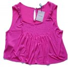 MIU MIU by PRADA Fuchsia PINK Gathered CROP Tank TOP Fuxia SILK Modal SHIRT XS