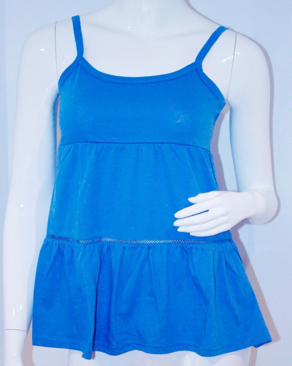 ONE STEP UP Spaghetti STRAP Top Shirt BLUE M FREE SHIPPING