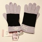 JUICY COUTURE Black Light Blue STRIPE Crown Embroidered WINTER GLOVES Wool BLEND JUICY COUTURE Black Light Blue STRIPE Crown Embroidered WINTER GLOVES Wool BLEND