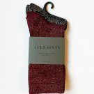 ALL SAINTS 2-PACK Metallic Crew Socks Burgundy Black Gold ALL SAINTS 2-PACK Metallic Crew Socks Burgundy Black Gold