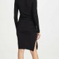 Sundry Long Sleeve Ruched Slit Dress Black ( 4 )