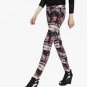 $215 THE KOOPLES Wood Print JEANS Skinny Slim SKIN Skull Buttons RED BLACK Multi