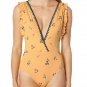 Anne Cole Studio Flounce V-Neck Floral Swimsuit Yellow ( 8 )