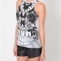 ONE TEASPOON Sleeveless WHITE Skull Lace Ryder PRINT Tank JERSEY Top COTTON XS