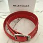 Balenciaga Grommet Triple Wrap Leather Bracelet Studded Red