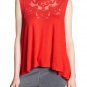 FREE PEOPLE OB778759 Meant To Be Swing Top Tank Lace Blend RED ( S )