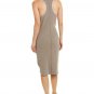 James Perse WLRK6410 Satin Trim Rib Knit Tank Dress in Yak ( 0 )