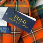 Polo Ralph Lauren Flannel Plaid Fringe Scarf Orange Leaf