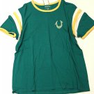 TRUE RELIGION JEANS Short Sleeve GREEN Yellow Stripe SHIRT Cotton FITTED