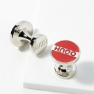 HUGO Hugo Boss Red Round Enamel Cufflinks Logo Round