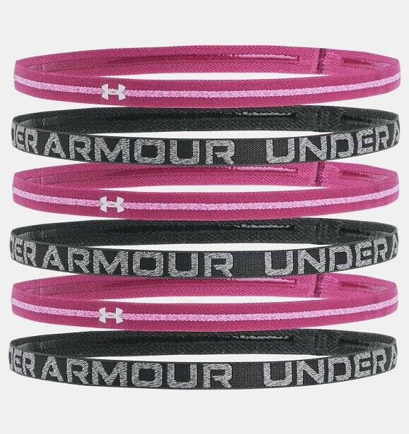 Under Armour Set of 6 Elasticated Headbands Grey / Fuschia