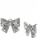 Betsey Johnson Crystal Bow Stud Earrings