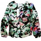 $198 PARKER New York NIGHT GARDEN Floral Abstract BLOUSE Button TOP