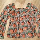 Fire Los Angeles Women's Sheer Floral Top Green Multi ( M ) Fire Los Angeles Women's Sheer Floral Top Green Multi ( M )