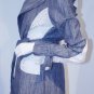 PENCEY Trench LIGHTWEIGHT Jacket COTTON Belted EYELIT Blue WHITE Panels ( 4 )